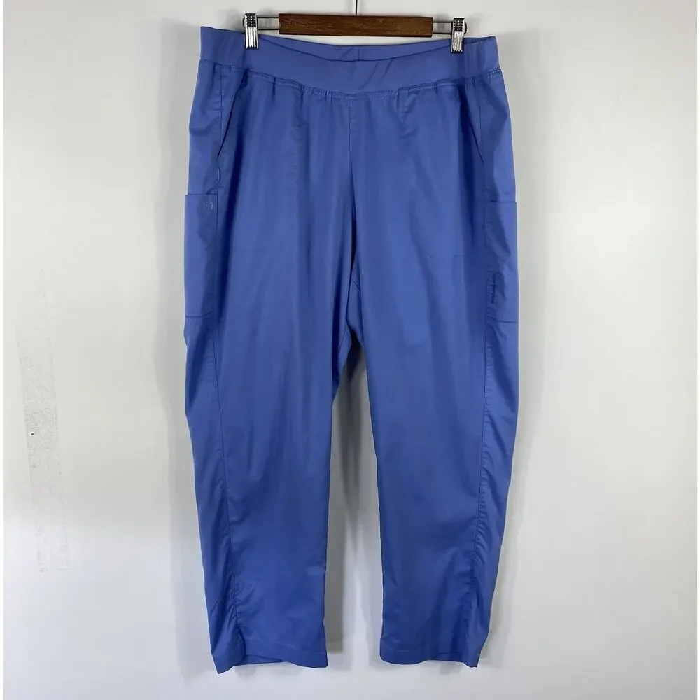 Wonderwink Scrub Pants Women's 2X Petite Blue Wink Pro Knit Waist Cargo 5419
